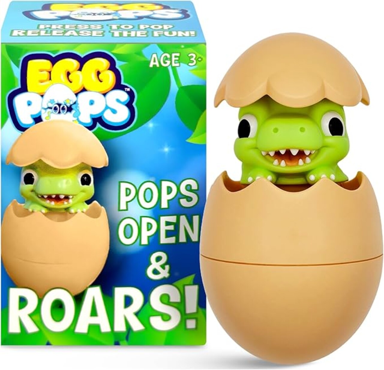 Egg Pops Animals Talking Pop & Play Egg Toys - Easter Basket Stuffers for Teens - Interactive Easter Kids Toys or Funny Gag Gifts for Teens, Collectible Character Basket Essentials (Dino)